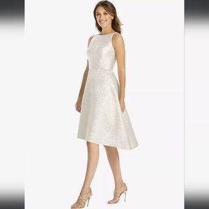 Dessy Collection High-Low Midi Dress Style 3035 In Ivory Gold NWT Size 18